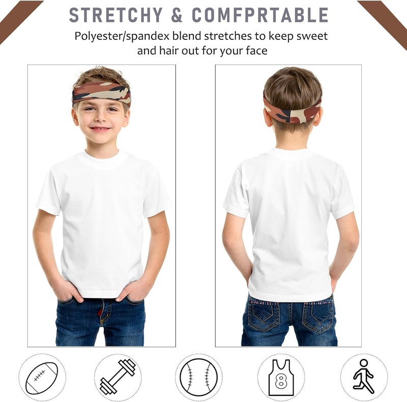 Civaner 4 Pcs Boys Headbands Athletic Sweatbands Kids Sports Wicking Breathable Headbands Elastic for Girls Boys Football - Image 4